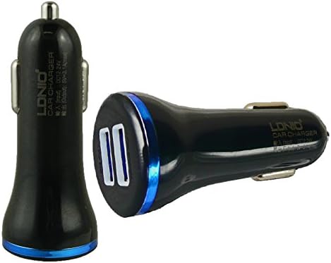 Lonio® Black / Blue Rapid 3.1A Dual USB Car Charger Suitable For Allview C6 Duo