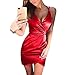 Produktbild Btruely Kleid Damen Sommer V-Ausschnitt Minikleid Frau Stretch Etuikleid Bleistiftkleid Mini Kleid Sexy Partykleid Ballkleid Ärmellos Abendkleid (M, Rot)