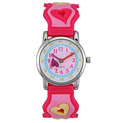 Zeiger Kinderuhr Lernuhr Mdchenuhr Herzform Kinder Uhr Rosa Armbanduhr KW005