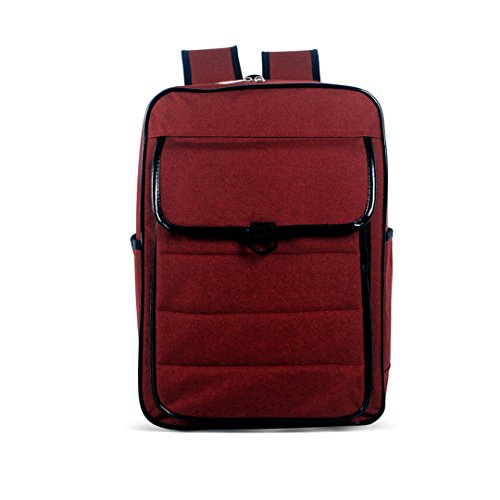 Preisvergleich Produktbild Wewod Junge Einfarbige Nylon Verschleißfest Rucksack Mädchen Wasserdicht Schultasche Mit Klappentasche (Rot)