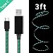 Produktbild MKDGO USB Typ C Kabel Aufrollbar Fließende LED Blitz Lichtkabel Hochwertige Ladekabel 3 Fuß USB2,0 Datenkabel für Samsung Galaxy S8/S9 Huawei P20/P10 und Mehr Android System USB C Geräte - Grün Licht