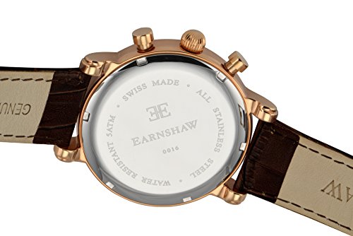Thomas Earnshaw Men's Swiss Made Chronograph Longcase Quartz Watch with Grey Dial Analogue Display and Brown Leather Strap ES-0016-04