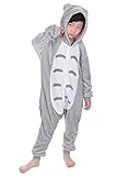 Dolamen Enfant Unisexe Kigurumi Combinaison Pyjama Onesies, Fille Garçon Fleece Anime Cosplay Halloween Noël Fête Costume Soirée de Déguisement Vêtement de nuit (110-120CM (43 '-47'), Totoro)