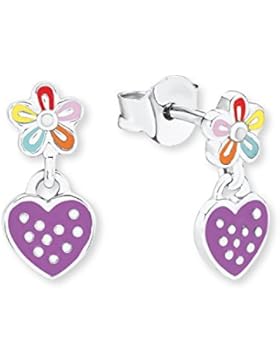 Prinzessin Lillifee Kinder-Ohrhänger Herz und Blume 925 Silber rhodiniert