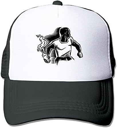 XMNHUZV Rioter Throwing A Molotov Cocktail Big Foam Trucker Baseball Cap Mesh Back Adjustable Cap Black