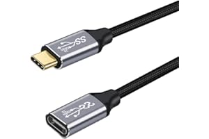 YIWENTEC USB C to USB C male female 0.25M Cable, USB C Data Cable USB 3.2 Gen 2 10Gbps Data Transfer USB C 100W Cable, 4K 60Hz USB C Display Cable