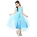Produktbild Katara 1718 – Eisprinzessin Königin Elsa Mädchen Ball Festkleid Kinder-Kostüm mit Tüll-Rock – Disney-inspiriert mit Glitzer, Rüschen und Schleife – Verkleidung zu Karneval, Weihnachten – 128/134 Blau
