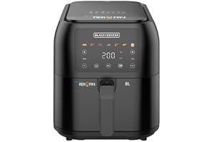 BLACK+DECKER Digital Air Fryer, 1700W, 8L Family-Sized Capacity, 7 Preset Functions, Rapid Air Convection for Healthy Frying, Adjustable Temperature 80-200°C, Easy Clean, Black - SAF80-B5