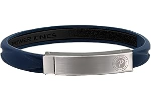 POWER IONICS Pulseras de Equilibrio para Hombre/Mujer Pulsera Azul Imanes 4x500 Gauss, 22cm con Hebilla Plateada Tamaño Cortable Plus, Prism005