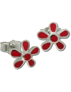 Tee-Wee Kinder Ohrring rote Blume Ohrstecker 925er Silber Kinderohrstecker Kinderschmuck SDO209R