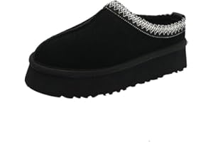 BERULL Platform Women's Winter Snow Boots, Fuzzy Slippers for Women Padded Thickened Warm Casual Shoes Winter Fluffy House Shoes Home Slippers (Color : Black, Size : 38)