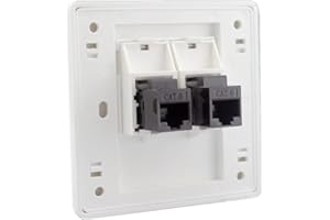 BEISDIRECT 86x86mm Buchse zu Buchse CAT6 Gigabit Dual-Pass Netzwerk Wandstecker RJ45 LAN Faceplate Internet Straight Plug Outlet (LAN x 2)