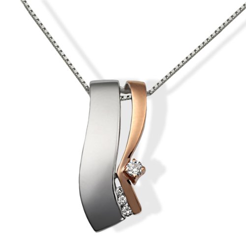 Goldmaid Halskette Weiss u. Rot Gold 585 Bicolor 4 Diamanten Pa C4264RG Kettenanhnger Brillanten Schmuck Diamantkette