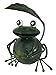 Produktbild Metall-Figur Frosch 19 x 24cm hält sich ein Blatt über den Kopf - grün - Froschfigur - Metall-Frosch - Deko-Frosch