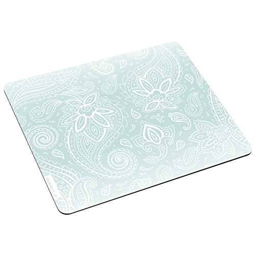 JUNIWORDS Mousepad / Mauspad mit Motiv "Weiße Schnörkel mint" - ideales Geschenk zum Geburtstag, Weihnachten u.v.m.