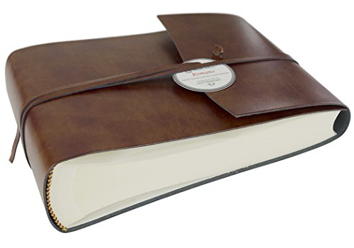 Romano Fotoalbum handgefertigt mit Einband aus recyceltem Italienisches Leder Haselnussbraun Small, klassisch Seiten (16cm x 22cm x 6cm)