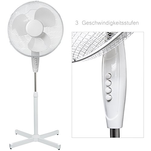 Oramics Stand Ventilator mit 3 Geschwindigkeitsstufen Ø 40cm in Weiß, 45 W Standlüfter - 8
