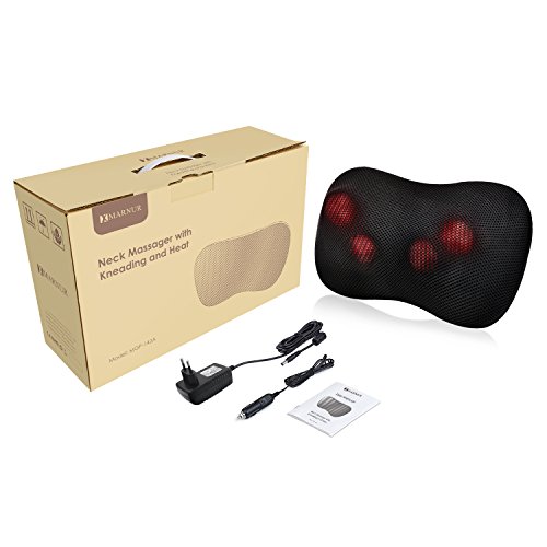 MARNUR Shiatsu Massagekissen Kissen Massage elektronisch Massagegerät Entspannungsmassage 3D-Rotation Infrarotheizung 4 Knoten mit Wärmefunktion Nacken Rücken Hals Back Schultern Taile für Auto Büro Zuhause schwarz - 6