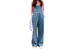 Minetom Damen Mädchen Latzhose Jeans Boyfriend Denim Overall Jumpsuit Jeans Casual Lose Hose Lange Baggy Sommeroverall Jeanslatzhose Romper
