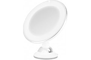 Orbegozo ESP 1010 – Sminkspegel med LED-ljus, justerbar 360 grader, 10 x förstoring, justerbar sugkopp, optiskt glas, batteridriven, grå