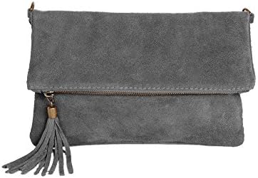 Leather Clutch Grey Small women Handbag real suede Shoulder Bag Evening Bags Party Handbags ladies 24-gry