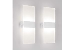 Klighten Lámpara de pared Interior 12W Moderna Apliques de Pared Blanco Natural 4000K perfecto para Salon Dormitorio Sala Pasillo Escalera(2 pack)