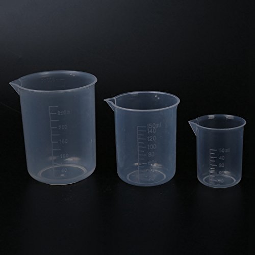 TOOGOO(R) 50 150 250 ml Transparente Kunststoff Labor Messbecher 3 Stk. Messbecher Werkzeug - 2