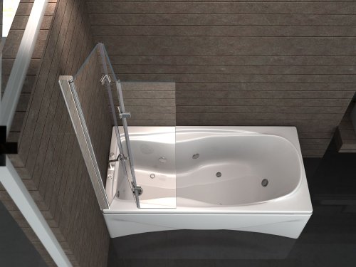 VALVE 130 x 140 cm 3tlg. Faltwand Badewanne Echt Glas 6 mm Duschabtrennung Duschwand - 3