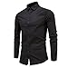 Produktbild Elecenty Herren Hemd, Solide Umlegekragen Langarmhemd Hemden T-shirt Knöpfe T-Stücke Business-Shirt Langarmshirt Bluse Männer Tops Slim Fit Blusen Sommerhemd Sommerbluse (4XL, Schwarz)