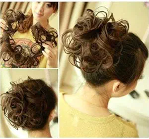 Pelo Ponytail Frill Hair Extensions For Women Messy Juda Bun Maker For Party/Wedding Pack Of 1