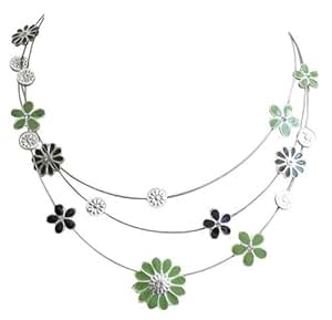 Zartes Trachtenschmuck Dirndl Blüten Draht Collier - Grün