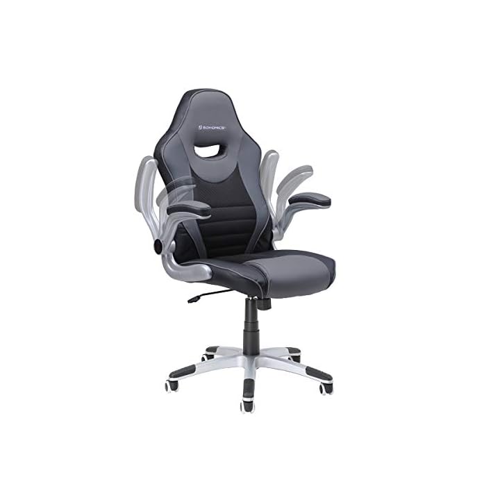 SONGMICS Bürostuhl, mit klappbaren Armlehnen, ergonomischer Drehstuhl