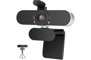 WHJC 1080p Webcam for PC with Microphone, Plug and Play USB Camera with 360° Rotating Base, Full HD 1080P Streaming Webcam for PC,MAC, Laptop, Silver