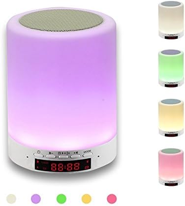 Touch Table Lamp Portable Bluetooth Speaker,VSSPEED Wireless Smart Bedside Lamp RGB Night Light with Alarm Clock Mic Tripod Support TF Card