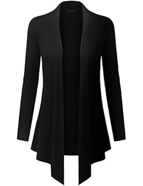Lymanchi Damen Offene Strickjacke Asymmetrisch Cardigan Lang Strickmantel Langarmshirt