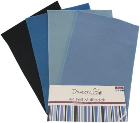 Dovecraft A4 Art + Craft Coloured Felt 8 Sheet Shade Multipack - Blues