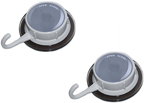 lemARTin Vacuum Haken 2er Set - Handtuch Haken, Garderoben Haken - Bis 5 KG- weiß/grau - vakuum Saughaken Badezimmer - Haken ohne bohren ohne Kleben - Hält Bombensicher