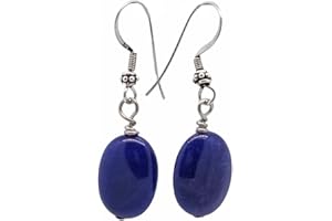 TREASURE BAY Handmade Natural Gemstone Dangle Drop Earrings for Women and Girls Made with Sterling Silver