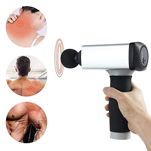 Preisvergleich Produktbild YJF-AMQ Muskelmassagepistole, Entspannungstherapie Elektrische Hochfrequenzvibrations-Faszienpistole, geräuschloser kabelloser Handmuskelentspannungsapparat mit 4 Massageköpfen