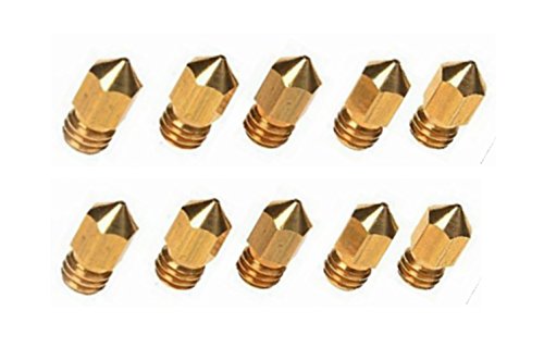 Lot de 10 têtes d'extrudeuse en laiton 0,4 mm pour imprimante 3D PLA ABS 1,75 mm MK8