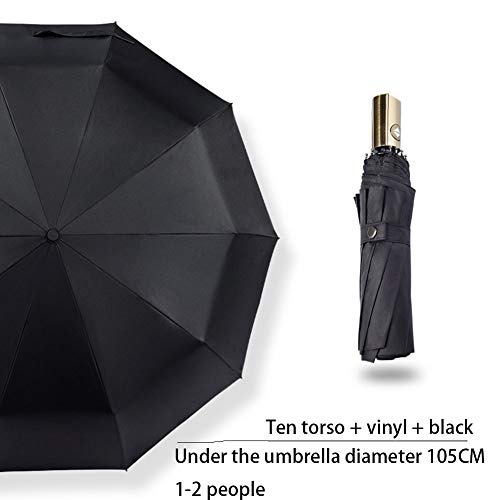 Yixing Paraguas Plegable Plegable de protección Solar, plástico Negro, de Gama Alta, Simple, a Prueba de Polvo, Paraguas Comercial automático,Black