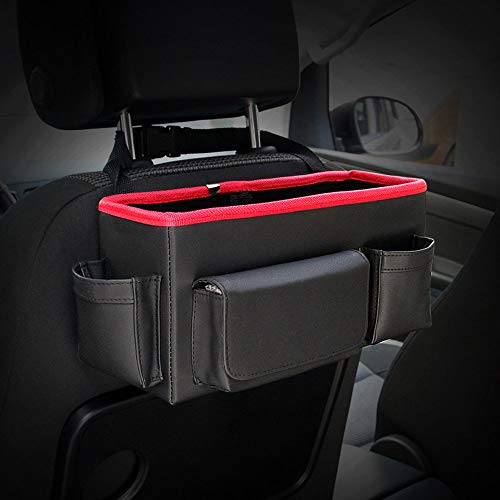 Tiunyeah - Organizador de Asiento de Coche de Piel de Lujo, Gran Capacidad, Caja de Almacenamiento Colgante para reposacabezas