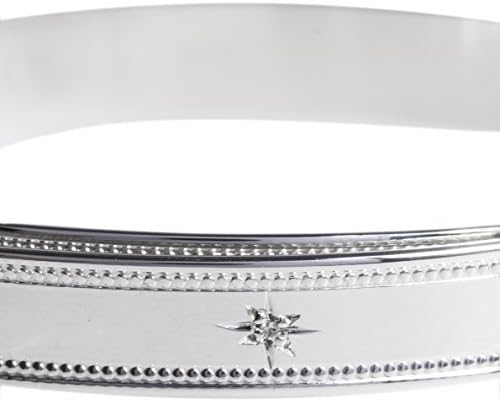Sterling Silver Expander Baby Bangle Bracelet with Real Tiny Diamond (With Teddy)