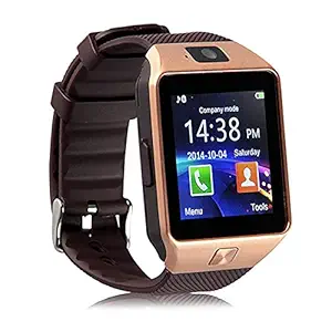 MECKWELL DZ09 Bluetooth Smart Watch Brown Compatible with Smartphones, Wireless, Touchscreen, Camera, and SIM Card Support, Pedometer Sleep and Fitness Monitoring, Sports Mode Camera