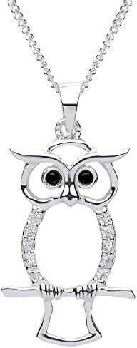 Jodie Rose Silver Sterling Silver Crystal Owl Pendant of 46.0cm