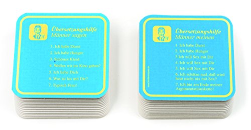 Preisvergleich Produktbild Glasuntersetzer Bierdeckel 30 Stück Übersetzungshilfe (Männer)