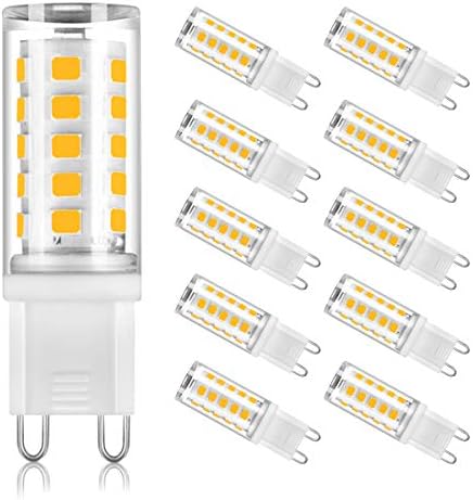 WOWLED 5W G9 LED Capsule Light Bulbs Replace Halogen Light Warm White Non Dimmable Lamp Home Lighting Decor Chandelier, 10-Pack 390LM 3000K Flicker Free 360°Beam Angle AC220-240V