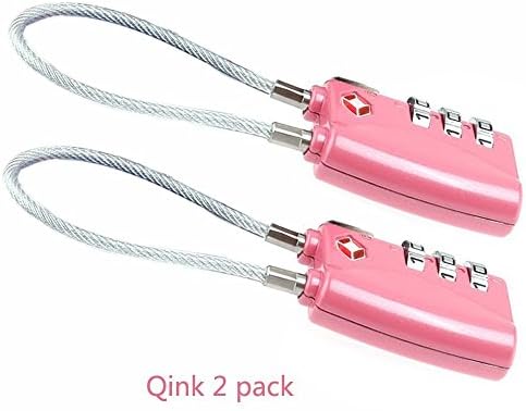 DONJON TSA Approved Travel Luggage Locks, 3-Digit Combination Security Cable Padlock (Pink)