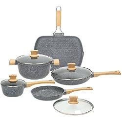Tognana énergique Batterie de casseroles, Fonte d'aluminium, Gris, 9 unités
