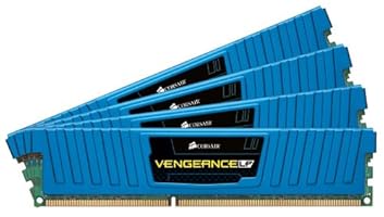 Corsair CML16GX3M4A1600C9B Vengeance Low Profile 16GB (4x4GB) DDR3 1600 Mhz CL9 XMP Performance Desktop Memory Blau